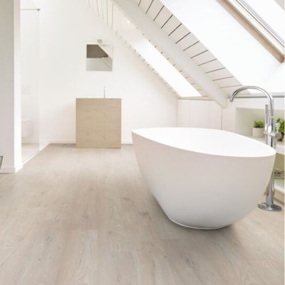 luxury vinyl plank floors in a bright bathroom